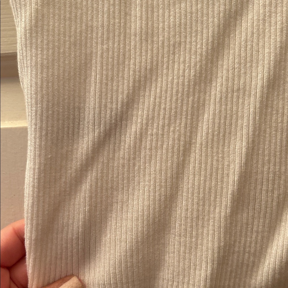 White Ribbed Button-Down Shirt - Picture 3 of 6